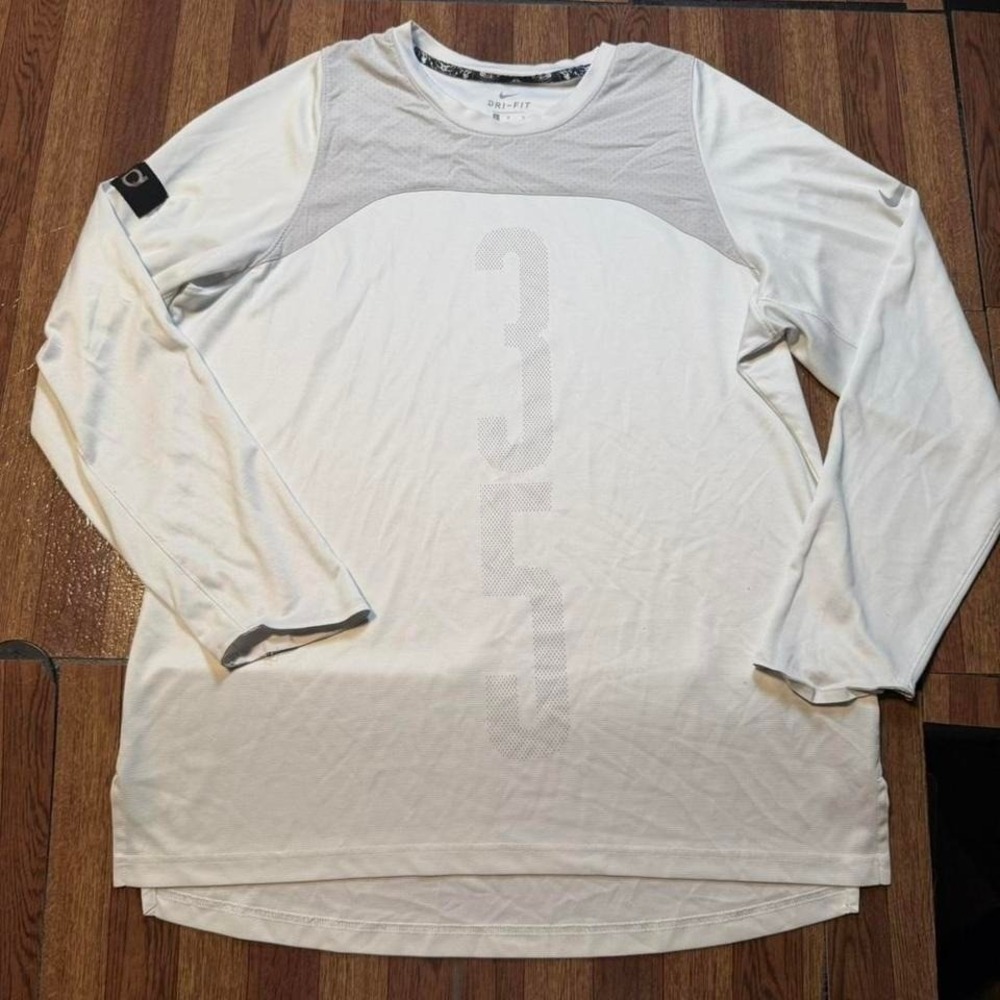 Nike White Dri-Fit Tech Sportswear Kevin Durant 35 Sleeve Shirt Large